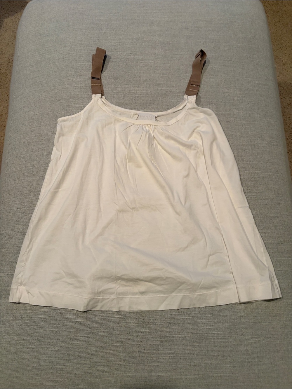 Hanro Cream Tank Top with Brown Straps